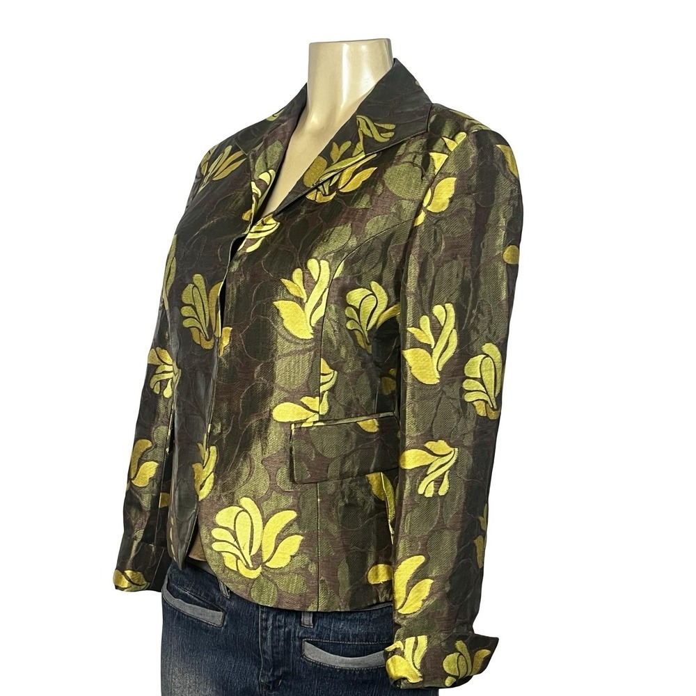 Lafayette 148 New York Blazer Womens 6 Multicolor Floral Jacquard Linen Blend